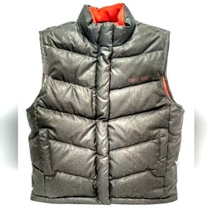 Cruel Girl Goose Down Puffer Vest Army Green Orange Glitter Women's Size Med EUC